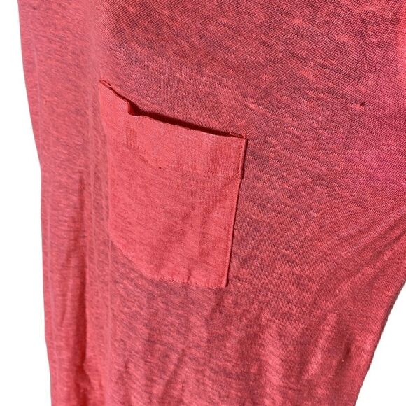 Brochu walker coral shirt dress semi sheer sleeve button tab P - Picture 2 of 7